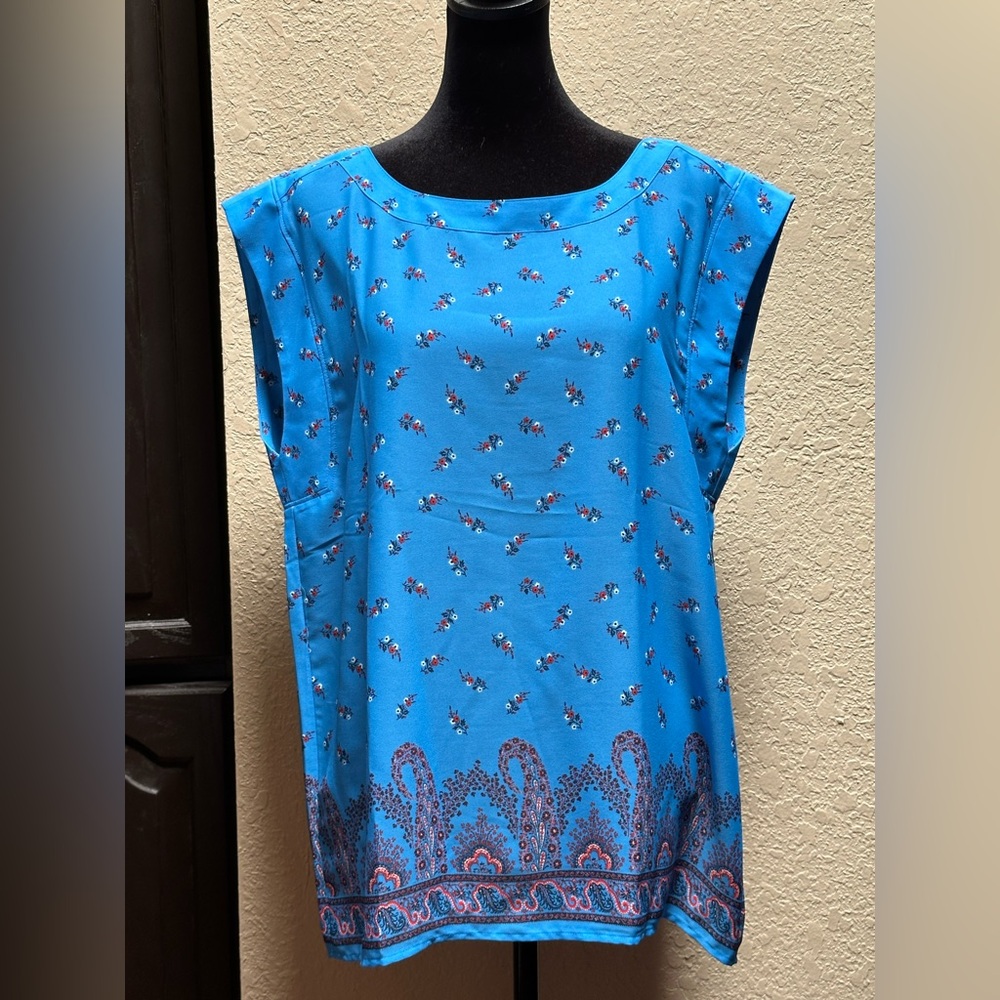 Ann Taylor Factory Blue Floral Women's Top
